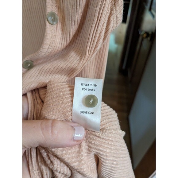 Lulus Women's Dusty Rose Ribbed Long Cardigan Sweater Size XL - Picture 6 of 7